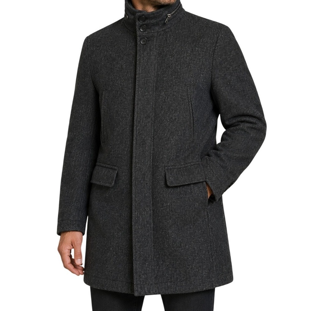Zara Man Charcoal‎ Gray Wool Blend Car Coat Men's Large